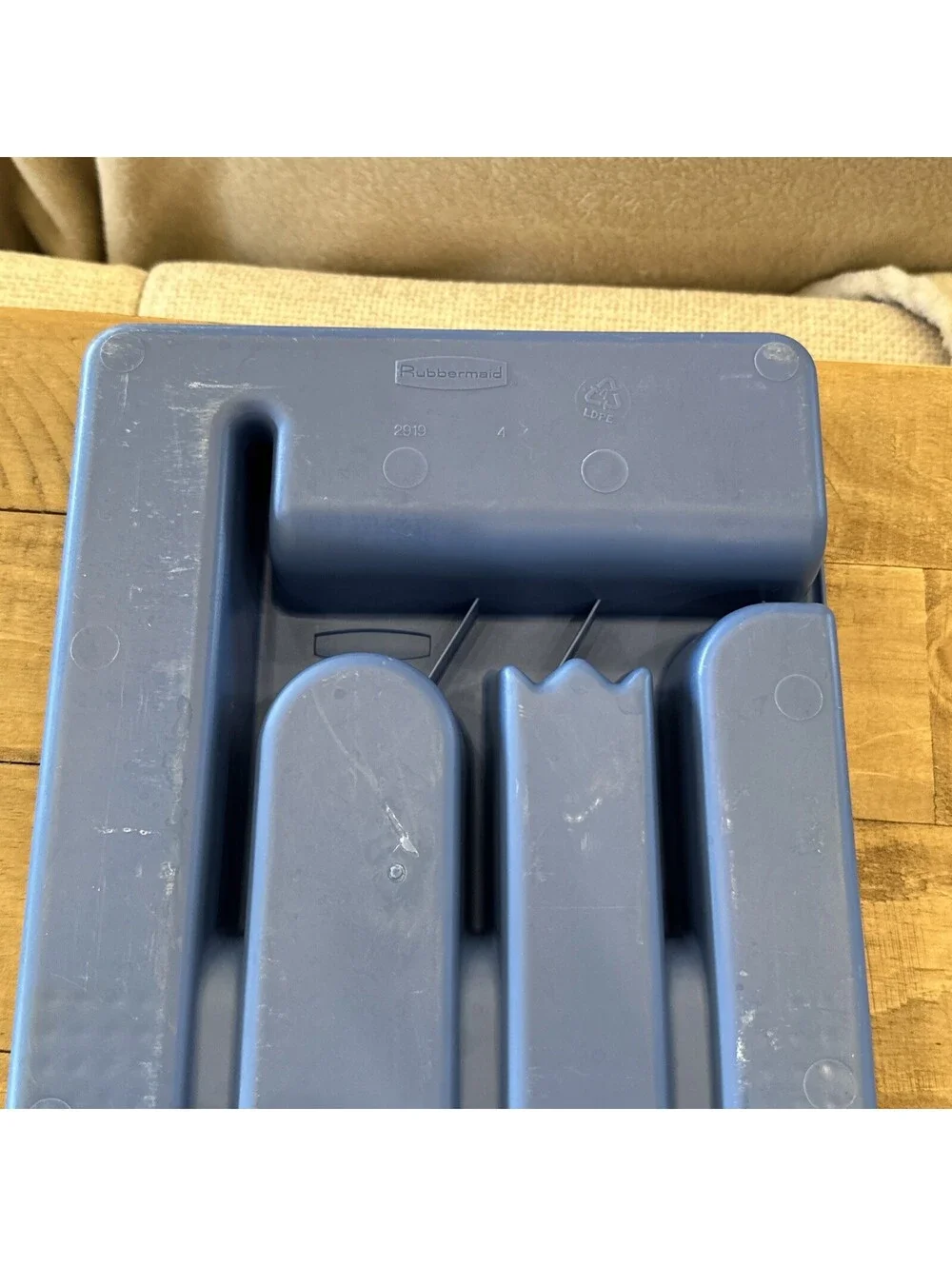 Vintage Rubbermaid Silverware Flatware Kitchen Utensil Tray Blue 5 Slot #2919